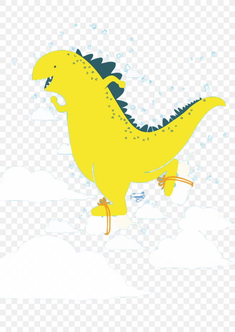Dinosaur Cloud Euclidean Vector, PNG, 1024x1447px, Yellow, Area, Art, Beak, Bird Download Free