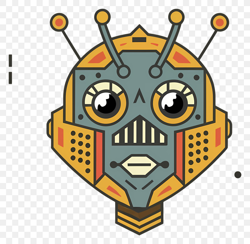 Robot Head - Colorful Robot Head Illustration PNG