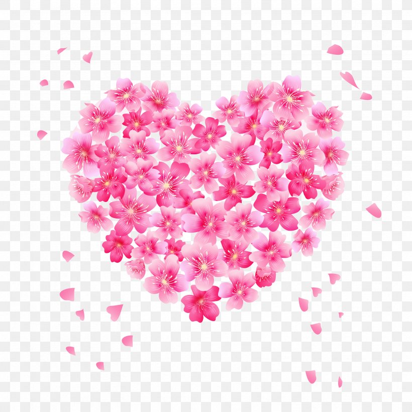 Flower Heart Vector Graphics Image Rose, PNG, 3333x3333px, Flower, Blossom, Cherry Blossom, Curtain, Douchegordijn Download Free