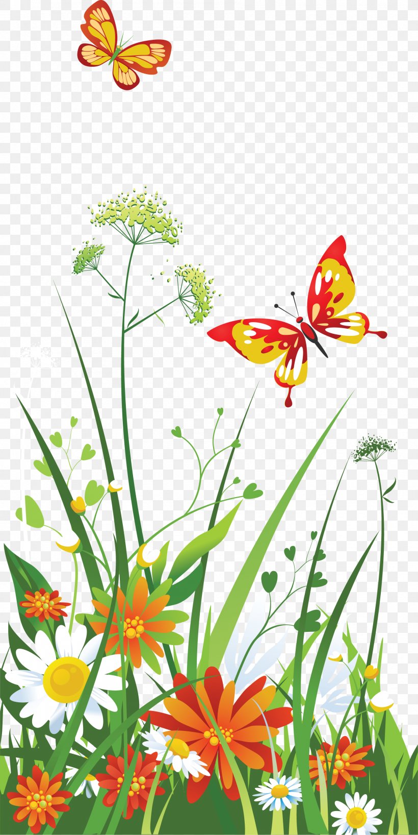 Flower Clip Art, PNG, 1797x3586px, Flower, Brush Footed Butterfly, Butterfly, Daisy, Daisy Family Download Free