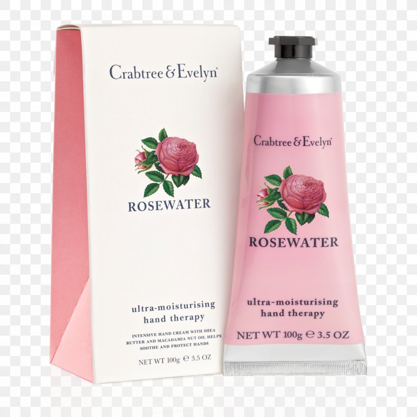 Lotion Crabtree & Evelyn Ultra-Moisturising Hand Therapy Cosmetics Rose Water Perfume, PNG, 1000x1000px, Lotion, Cosmetics, Crabtree Evelyn, Crabtree Evelyn Body Lotion, Cream Download Free