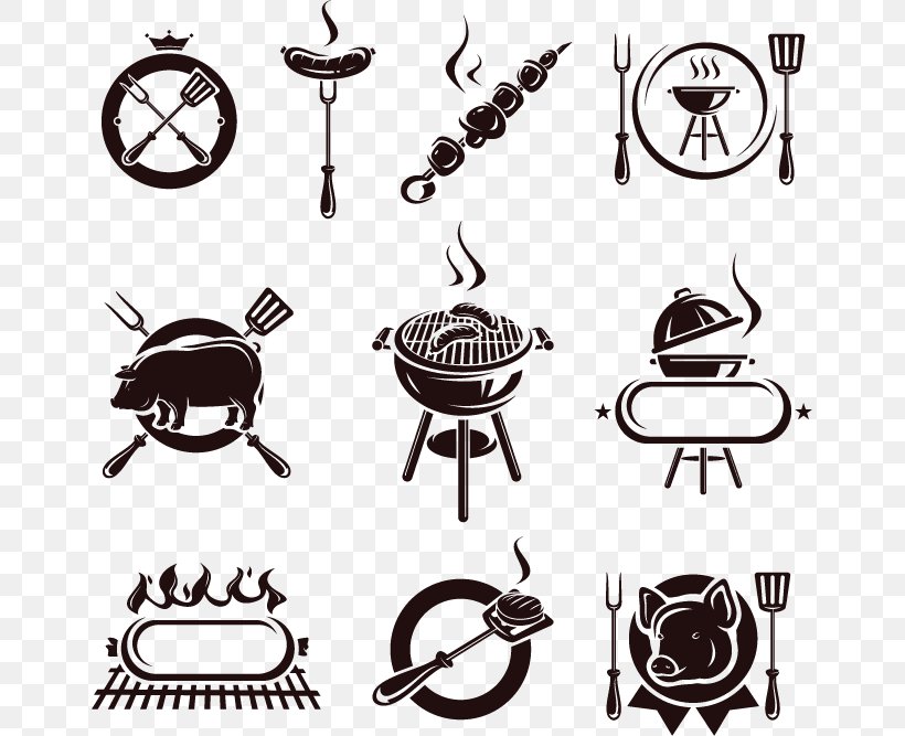 Barbecue Chicken Grilling Fish, PNG, 653x667px, Barbecue, Barbecue Chicken, Black And White, Brand, Drawing Download Free