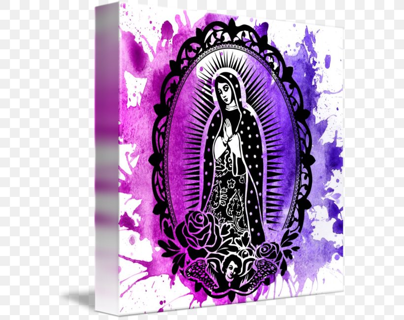 Graphic Design Gallery Wrap Our Lady Of Guadalupe Canvas, PNG, 589x650px, Gallery Wrap, Art, Canvas, Magenta, Our Lady Of Guadalupe Download Free