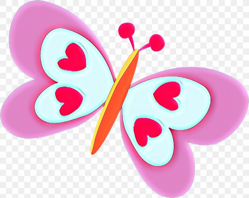 Pink Butterfly Insect Magenta Heart, PNG, 1955x1557px, Cartoon, Butterfly, Heart, Insect, Magenta Download Free
