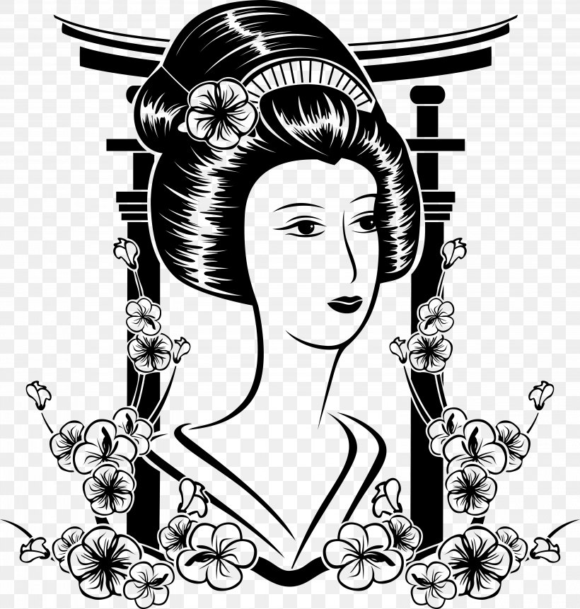 Geisha Stock Illustration Illustration, PNG, 5942x6246px, Watercolor, Cartoon, Flower, Frame, Heart Download Free