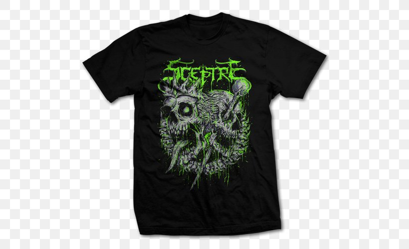 T-shirt Sleeve Skull Font, PNG, 500x500px, Tshirt, Black, Black M, Brand, Green Download Free