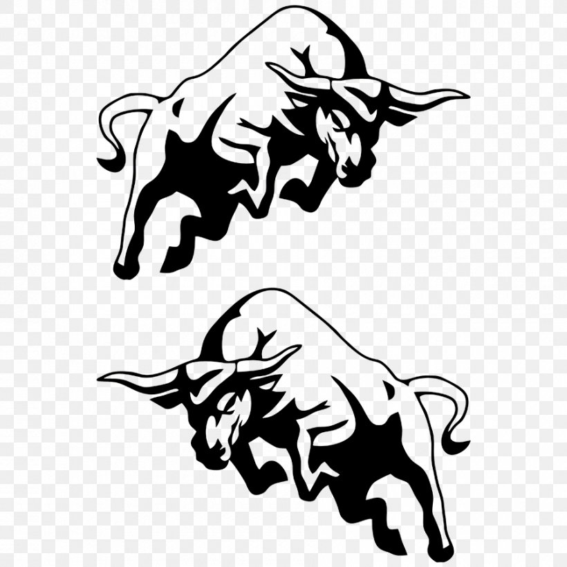 Charging Bull Cattle Clip Art, PNG, 900x900px, Charging Bull, Art, Artwork, Black, Black And White Download Free
