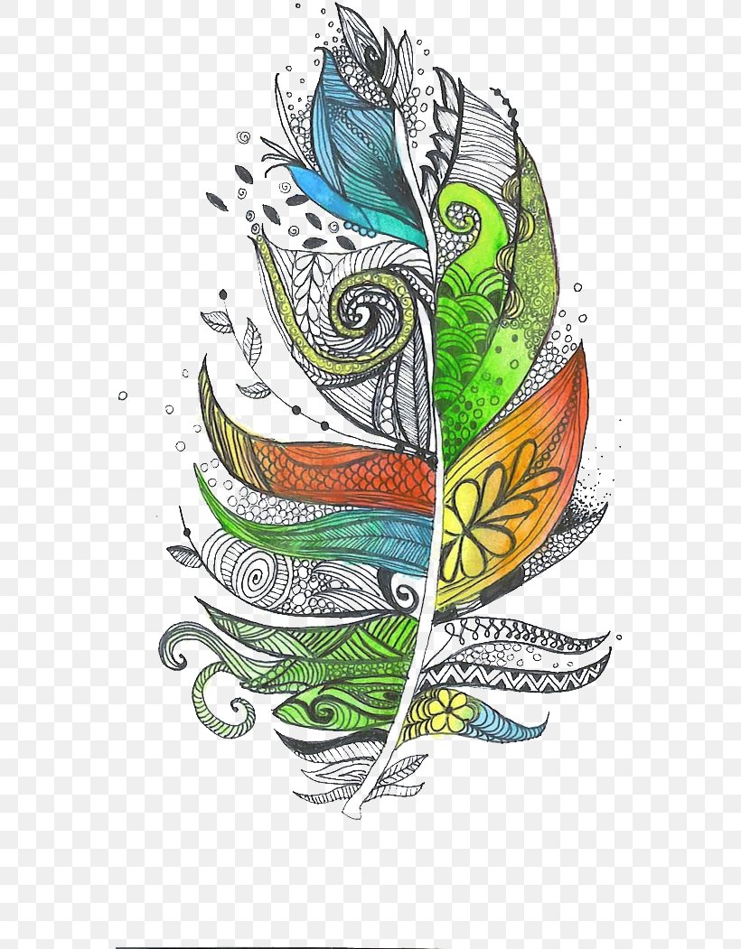 Zentangle The Enchanted Forest Feather Doodle Drawing, PNG, 564x1051px, Zentangle, Art, Color, Doodle, Drawing Download Free