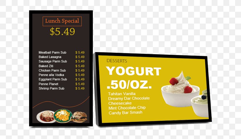 Fast Food Digital Signs Signage Menu Restaurant, PNG, 732x472px, Fast Food, Advertising, Brand, Business, Cafeteria Download Free