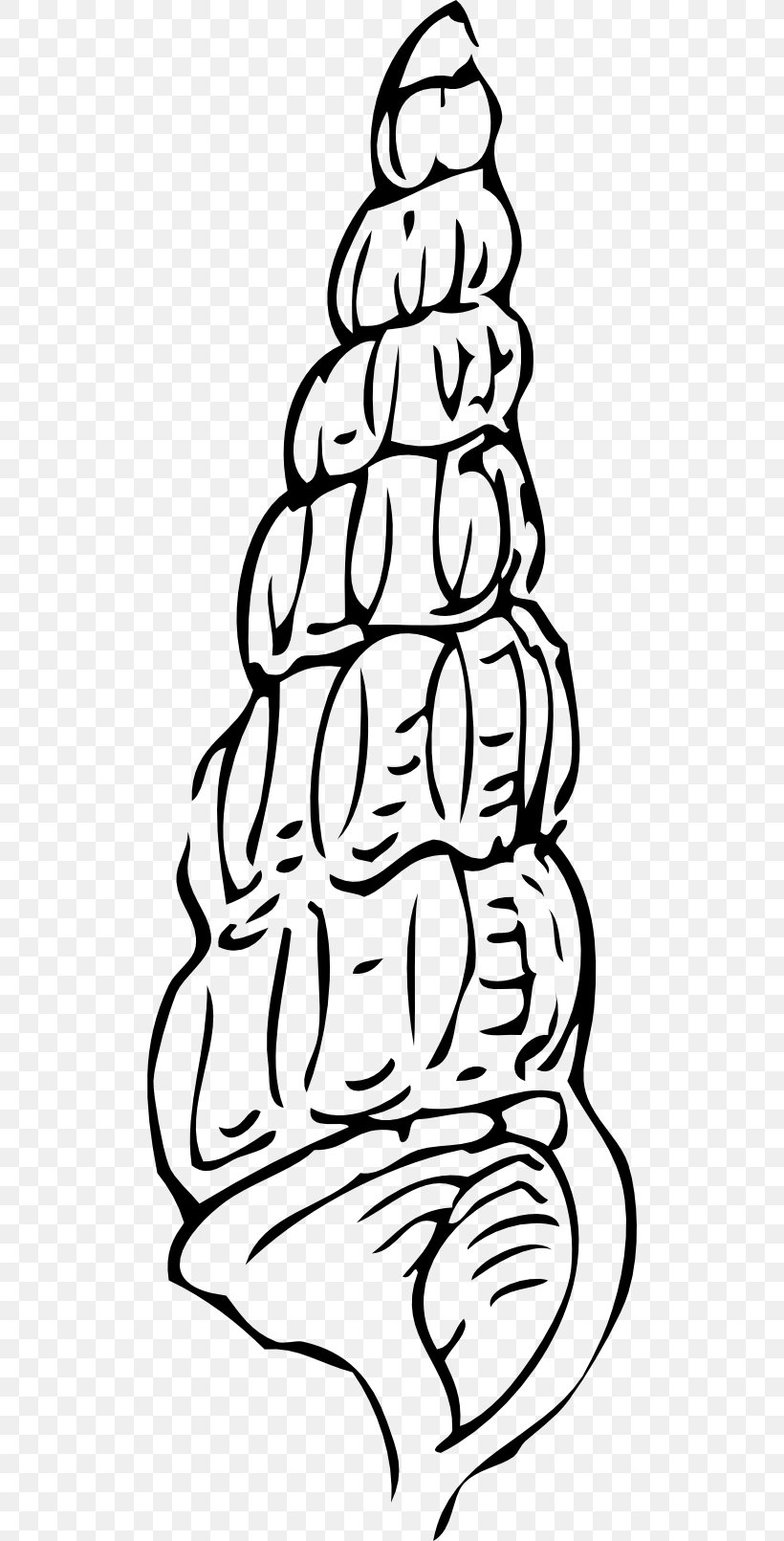 Seashell Conch Drawing Clip Art, PNG, 512x1611px, Seashell, Art, Black, Black And White, Christmas Tree Download Free