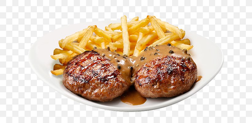 French Fries Steak Frites Full Breakfast Meatball Salisbury Steak, PNG, 640x400px, French Fries, American Food, Breakfast Sausage, Cuisine, Cutlet Download Free