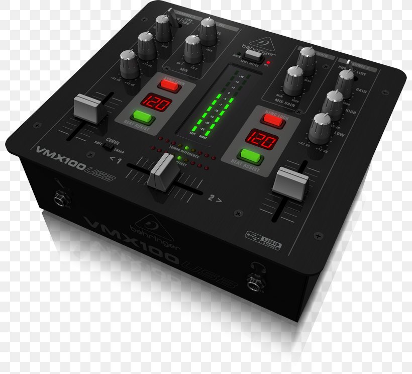 Audio Mixers BEHRINGER Behringer PRO MIXER VMX100USB DJ Mixer Disc Jockey, PNG, 800x744px, Watercolor, Cartoon, Flower, Frame, Heart Download Free