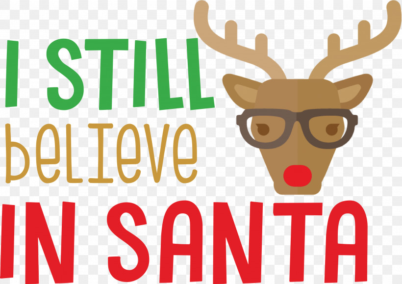 Believe In Santa Santa Christmas, PNG, 3000x2119px, Believe In Santa, Cartoon, Christmas, Deer, Eyewear Download Free
