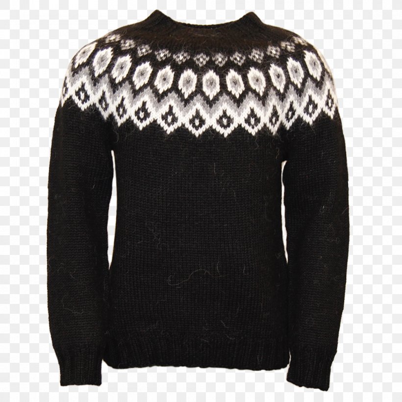 Sweater Aran Jumper Lopapeysa Cardigan Wool, PNG, 1000x1000px, Sweater, Aran Jumper, Black, Cardigan, Clothing Download Free