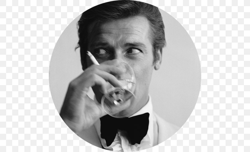Roger Moore James Bond Shaken, Not Stirred Actor Skyfall, PNG, 500x500px, Roger Moore, Actor, Black And White, Chin, Cocktail Shaker Download Free