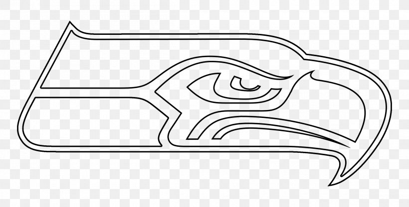 Seattle Seahawks NFL Drawing Line Art Jacksonville Jaguars, PNG, 2400x1218px, Seattle Seahawks, American Football, Area, Auto Part, Black And White Download Free