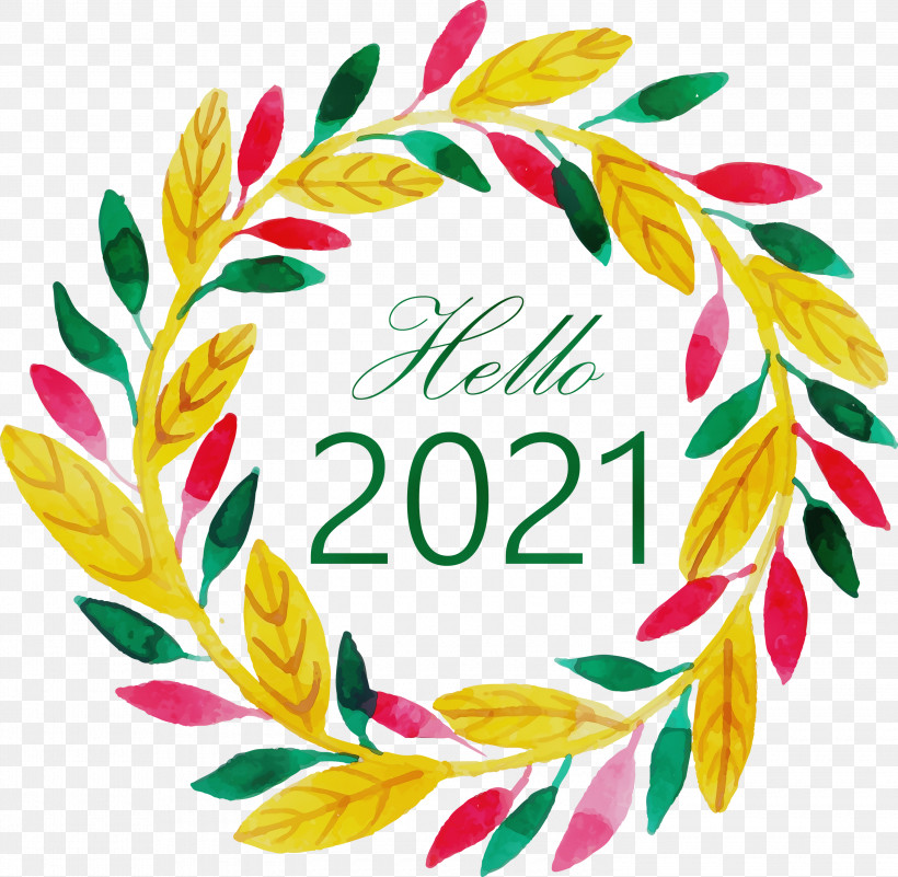 Floral Design, PNG, 3000x2934px, Happy New Year 2021, Floral Design, Happy New Year, Hello 2021, Line Download Free