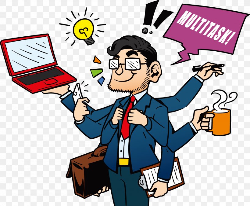 Human Multitasking Laborer Illustration, PNG, 2205x1814px, Human  Multitasking, Business, Businessperson, Cartoon, Comics Download Free