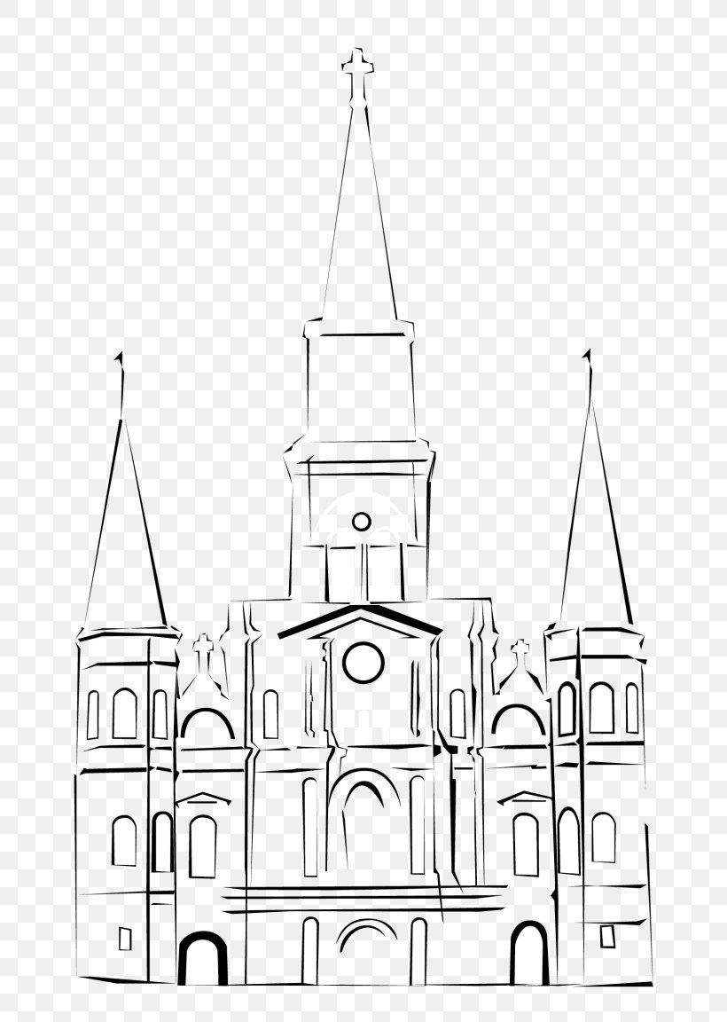 St. Louis Cathedral Line Art Image Vector Graphics, PNG, 768x1152px, St Louis Cathedral, Area, Black And White, Cathedral, Facade Download Free