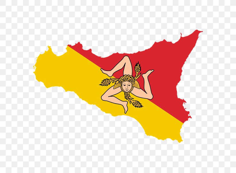 Flag Of Sicily Trinacria Sticker Sicilian Cuisine, PNG, 600x600px, Sicily, Art, Cartoon, Decal, Fictional Character Download Free
