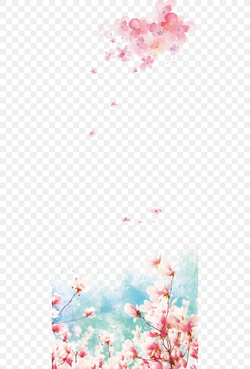 Pink Flowers, PNG, 480x1213px, Pink Flowers, Blossom, Branch, Cherry Blossom, Color Download Free