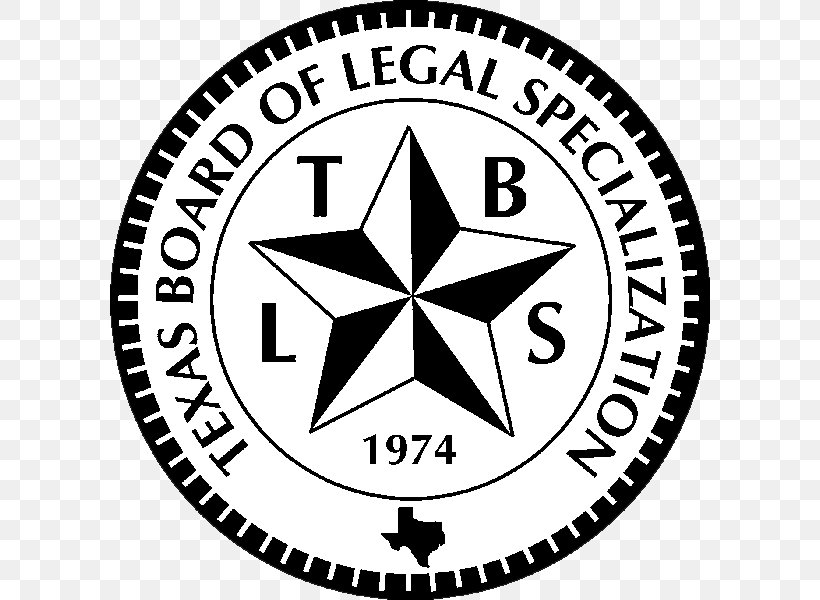 Texas Board Of Legal Specialization Lawyer Criminal Law, PNG, 600x600px, Texas, Area, Black And White, Board Certification, Brand Download Free