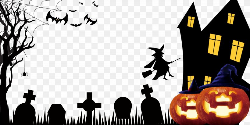 Halloween Clip Art, PNG, 2835x1418px, Halloween, Advertising, Black And White, Cartoon, Festival Download Free