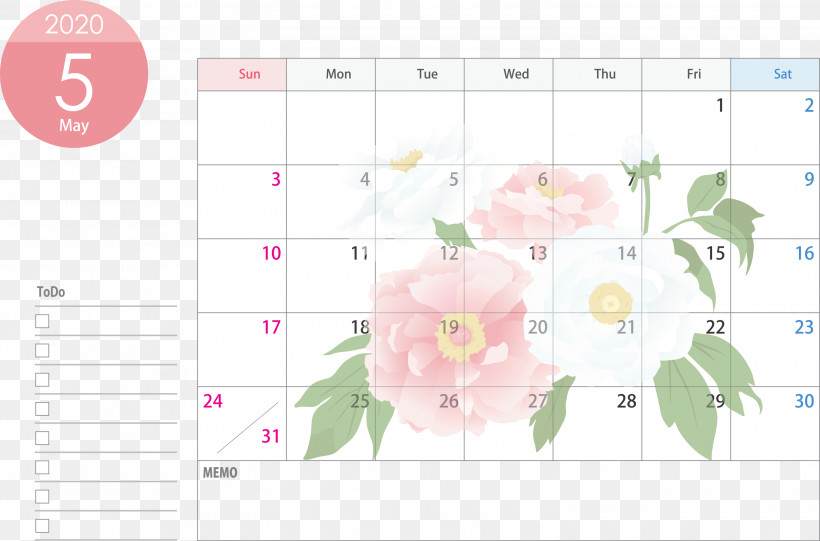 May 2020 Calendar May Calendar 2020 Calendar, PNG, 3000x1982px, 2020 Calendar, May 2020 Calendar, Floral Design, Flower, May Calendar Download Free
