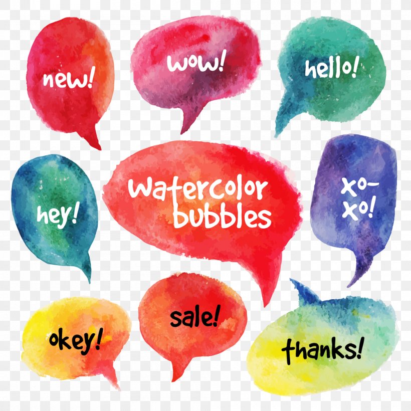 Vector Graphics Illustration Watercolor Painting Speech Balloon, PNG, 1000x1000px, Watercolor Painting, Balloon, Drawing, Pick, Speech Balloon Download Free