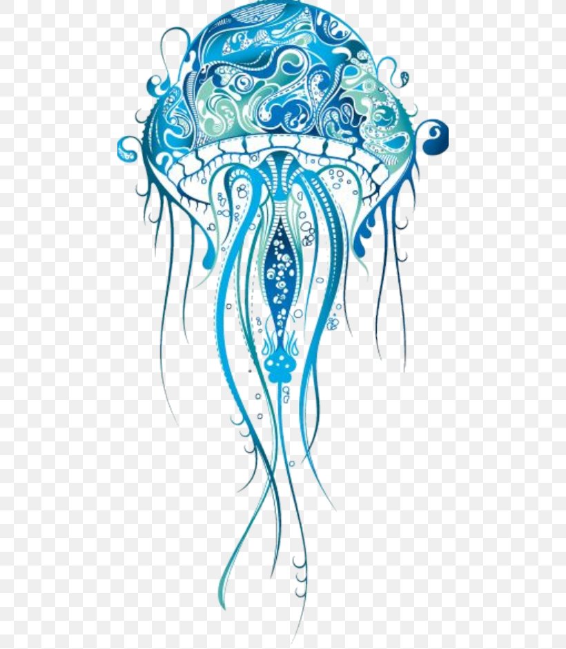Blue Jellyfish Drawing, PNG, 480x941px, Watercolor, Cartoon, Flower, Frame, Heart Download Free