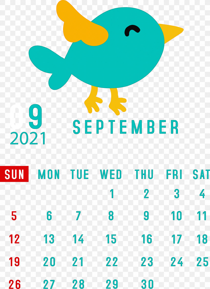 September 2021 Printable Calendar September 2021 Calendar, PNG, 2182x2999px, September 2021 Printable Calendar, Beak, Happiness, Line, Logo Download Free