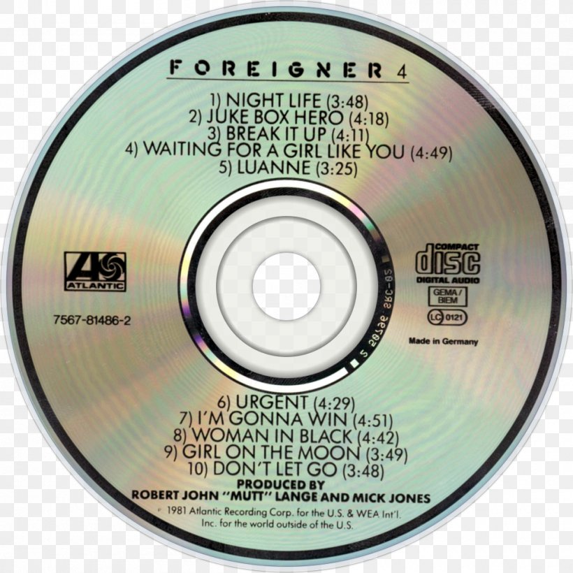 Compact Disc 0 Foreigner Head Games Album, PNG, 1000x1000px, Watercolor, Cartoon, Flower, Frame, Heart Download Free