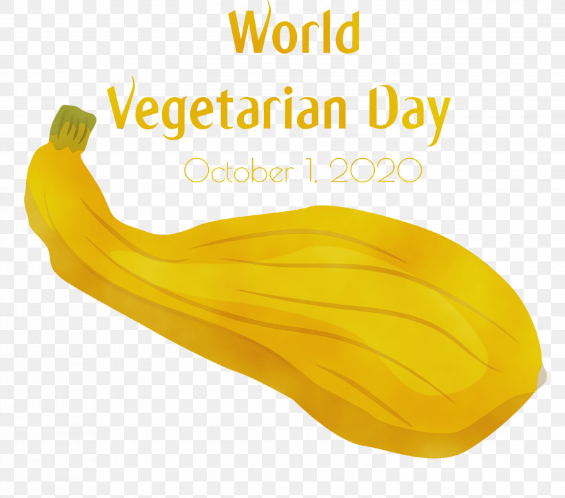Banana Yellow Meter, PNG, 3000x2651px, World Vegetarian Day, Banana, Meter, Paint, Watercolor Download Free