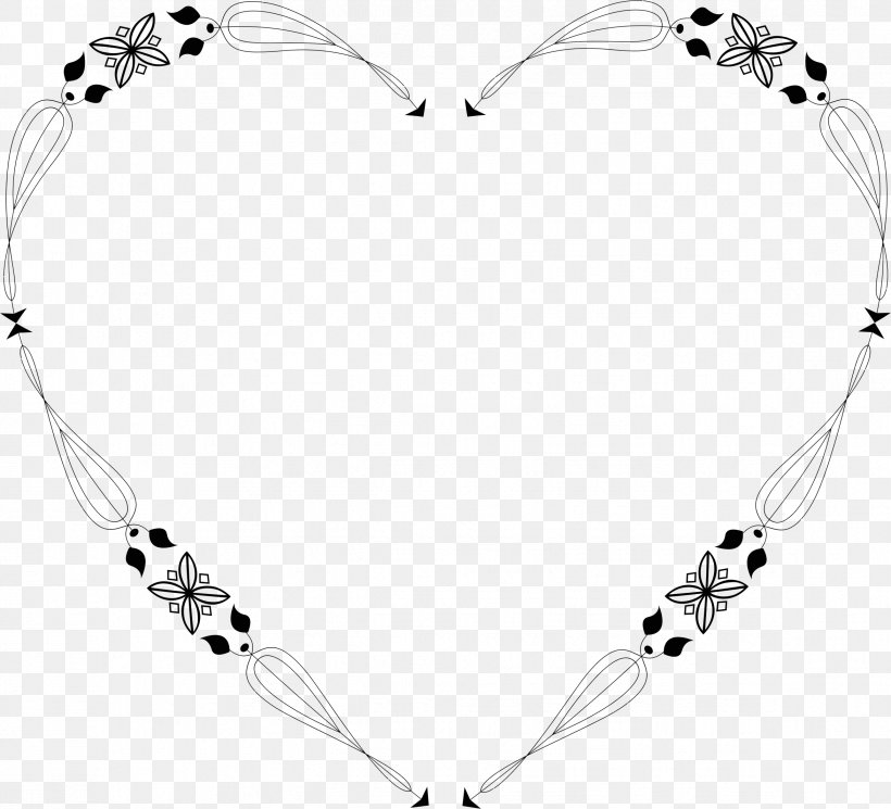 Heart Flower Decorative Arts Clip Art, PNG, 2344x2130px, Heart, Black And White, Body Jewelry, Bracelet, Chain Download Free