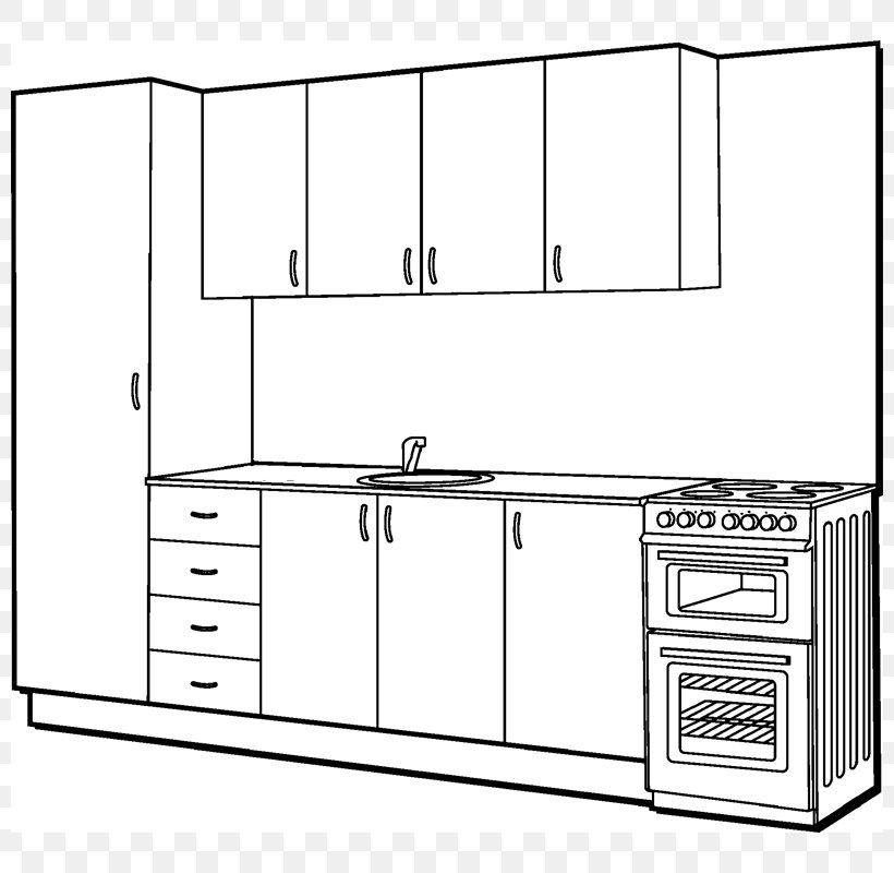Kitchen Cooking Ranges Furniture Shelf, PNG, 800x800px, Kitchen, Area, Bathroom, Bathroom Accessory, Black And White Download Free