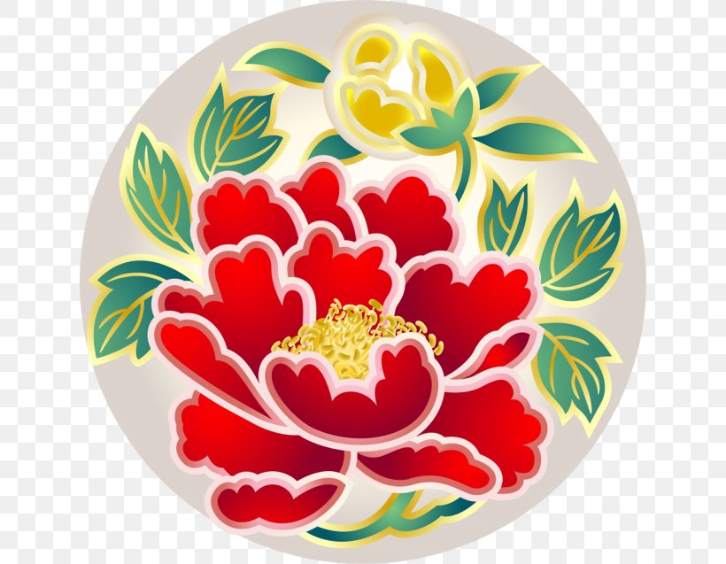 Moutan Peony Illustrator New Year Card, PNG, 640x637px, Moutan Peony, Cut Flowers, Dishware, Floral Design, Flower Download Free