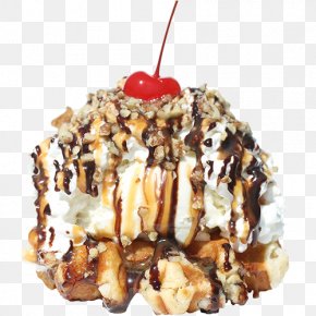 Peanut Butter Cake - Sundae Ice Cream Belgian Waffle PNG