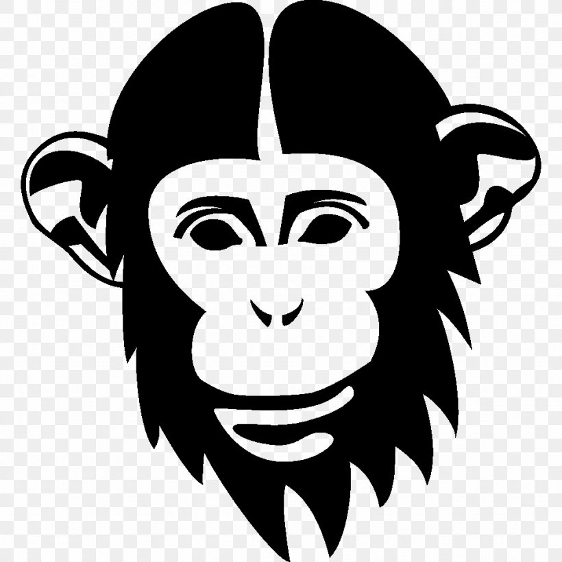 Chimpanzee Orangutan Drawing Monkey, PNG, 974x974px, Chimpanzee, Art, Artwork, Black, Black And White Download Free