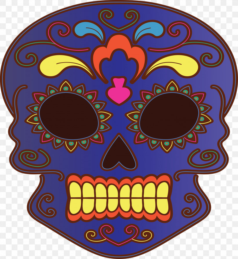 Day Of The Dead Día De Muertos Skull, PNG, 2763x3000px, Day Of The Dead, D%c3%ada De Muertos, Meter, Purple, Skull Download Free