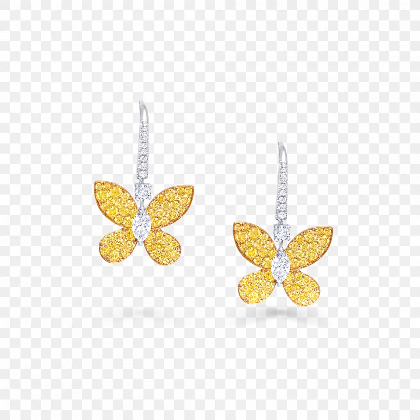 Earring Butterfly Yellow Jewellery Gold, PNG, 2000x2000px, Earring, Birks Group, Body Jewellery, Body Jewelry, Butterfly Download Free