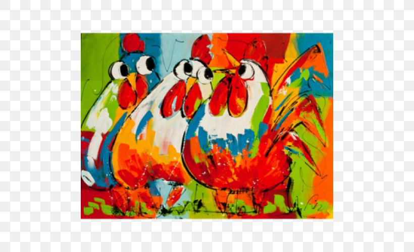 Rooster Modern Art Acrylic Paint Child Art, PNG, 500x500px, Rooster, Acrylic Paint, Acrylic Resin, Art, Artwork Download Free