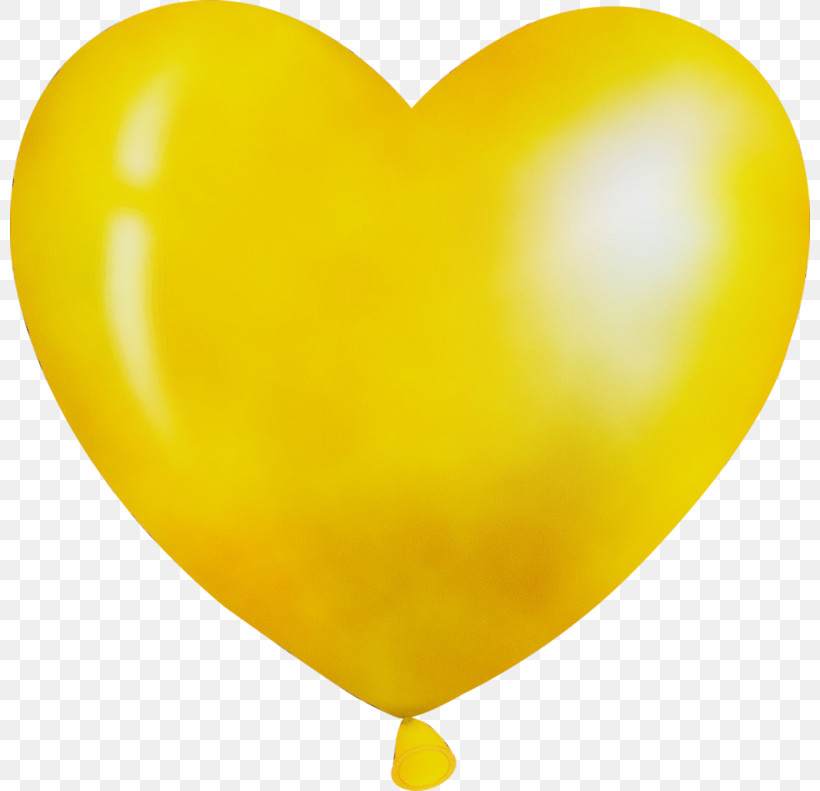 Balloon Yellow Heart Party Supply, PNG, 800x791px, Watercolor, Balloon, Heart, Paint, Party Supply Download Free