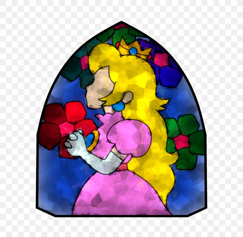 Window Princess Peach Stained Glass Super Mario 64, PNG, 906x882px, Window, Art, Flower, Glass, Glass Art Download Free