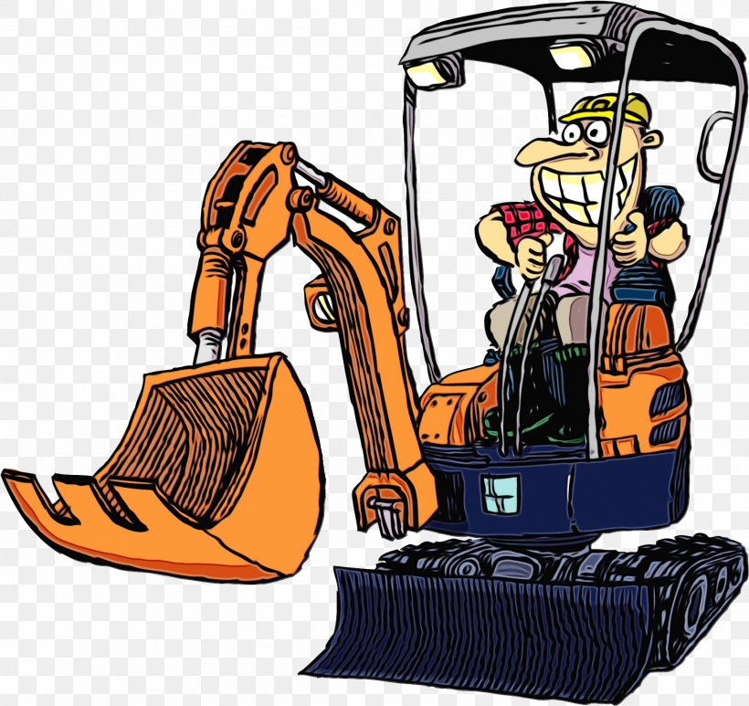 Cartoon Construction Equipment Clip Art Vehicle Fictional Character, PNG, 1815x1711px, Watercolor, Cartoon, Construction Equipment, Fictional Character, Paint Download Free
