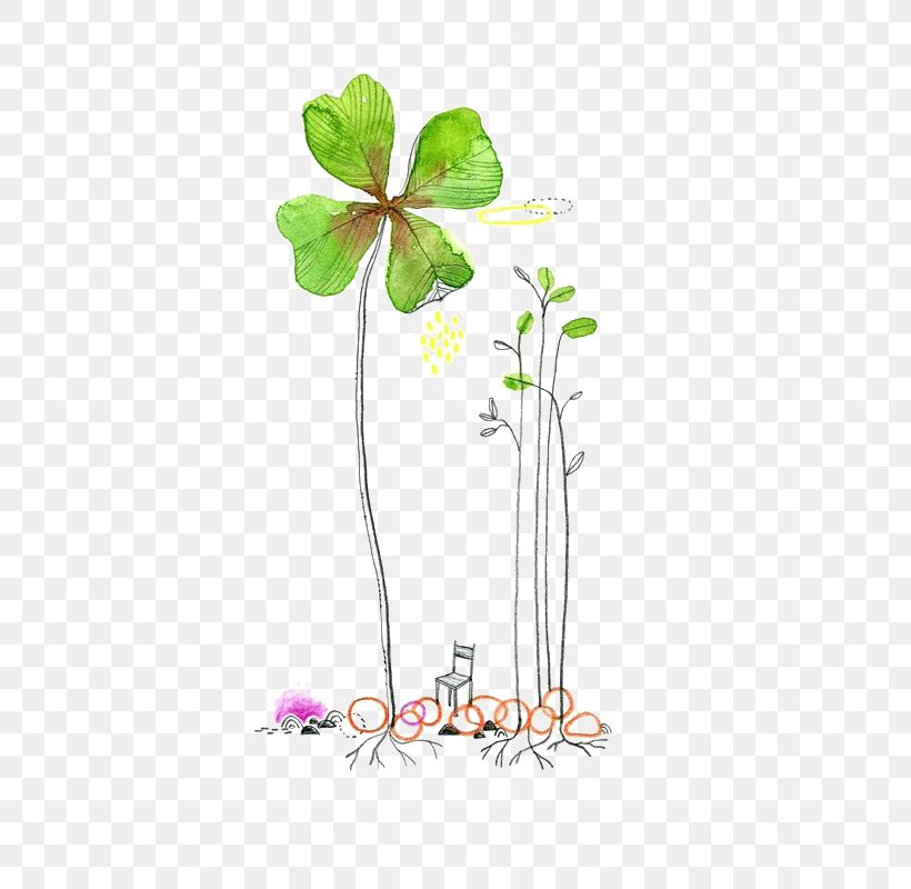 Watercolor Painting Drawing Clover Illustration, PNG, 521x800px, Watercolor Painting, Art, Branch, Clover, Crayon Download Free