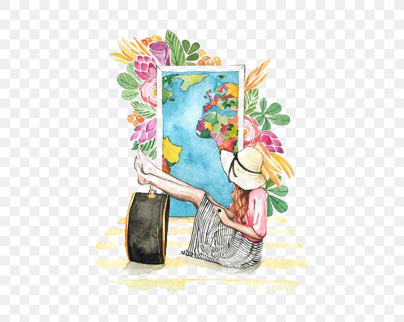 Watercolor Painting Fashion Illustration Drawing Travel Illustration, PNG, 507x655px, Watercolor, Cartoon, Flower, Frame, Heart Download Free