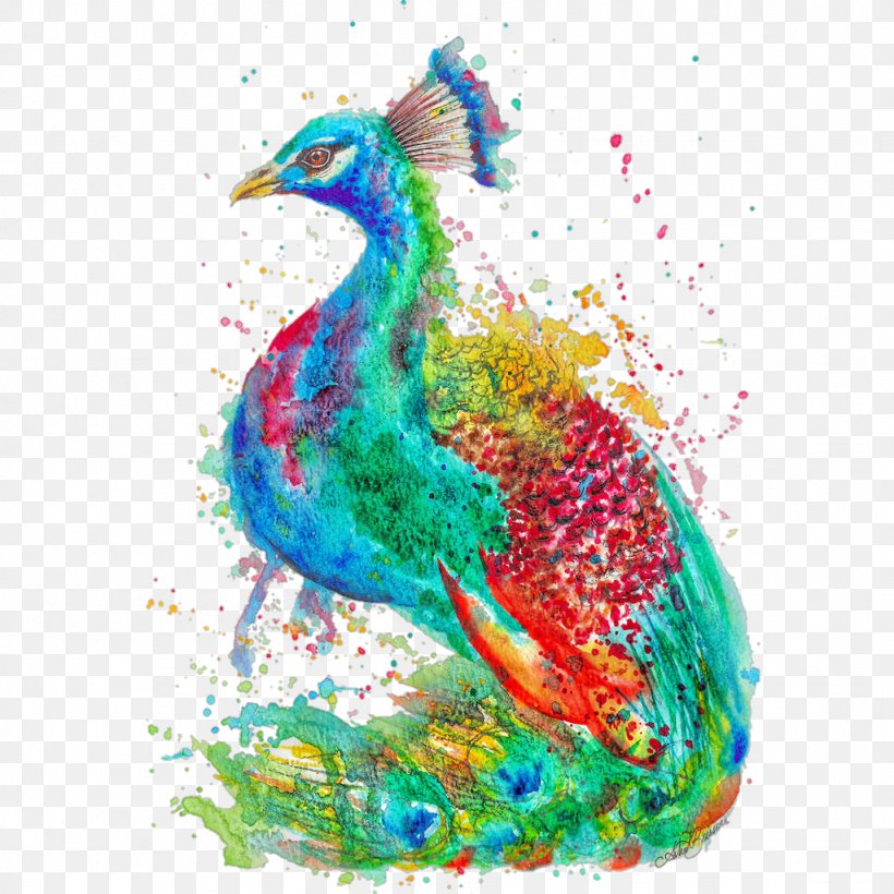 Illustration Watercolor Painting Art Peafowl, PNG, 1024x1024px, Painting, Art, Beak, Bird, Canvas Download Free