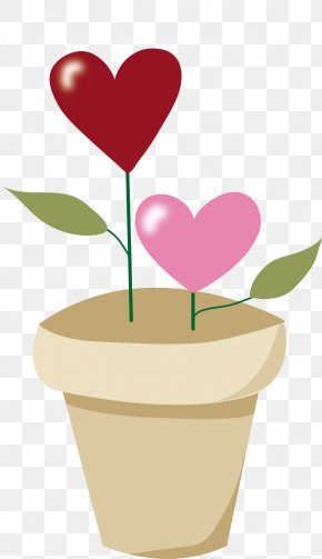Valentines Day Party - Flowerpot Petal Heart Clip Art PNG