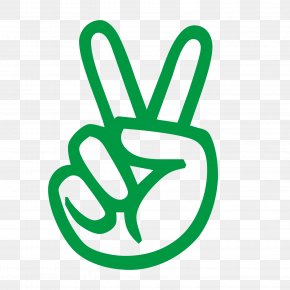 Green Yes Gesture Vector Material - Peace Symbols Hand V Sign PNG