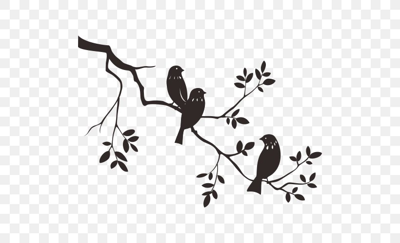 Stencil Wall Decal Branch Bird Image, PNG, 500x500px, Stencil, Art, Beak, Bird, Black And White Download Free